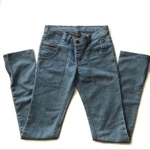 OLIVEO Handmade Retro Light Wash Zipper Leg Jeans